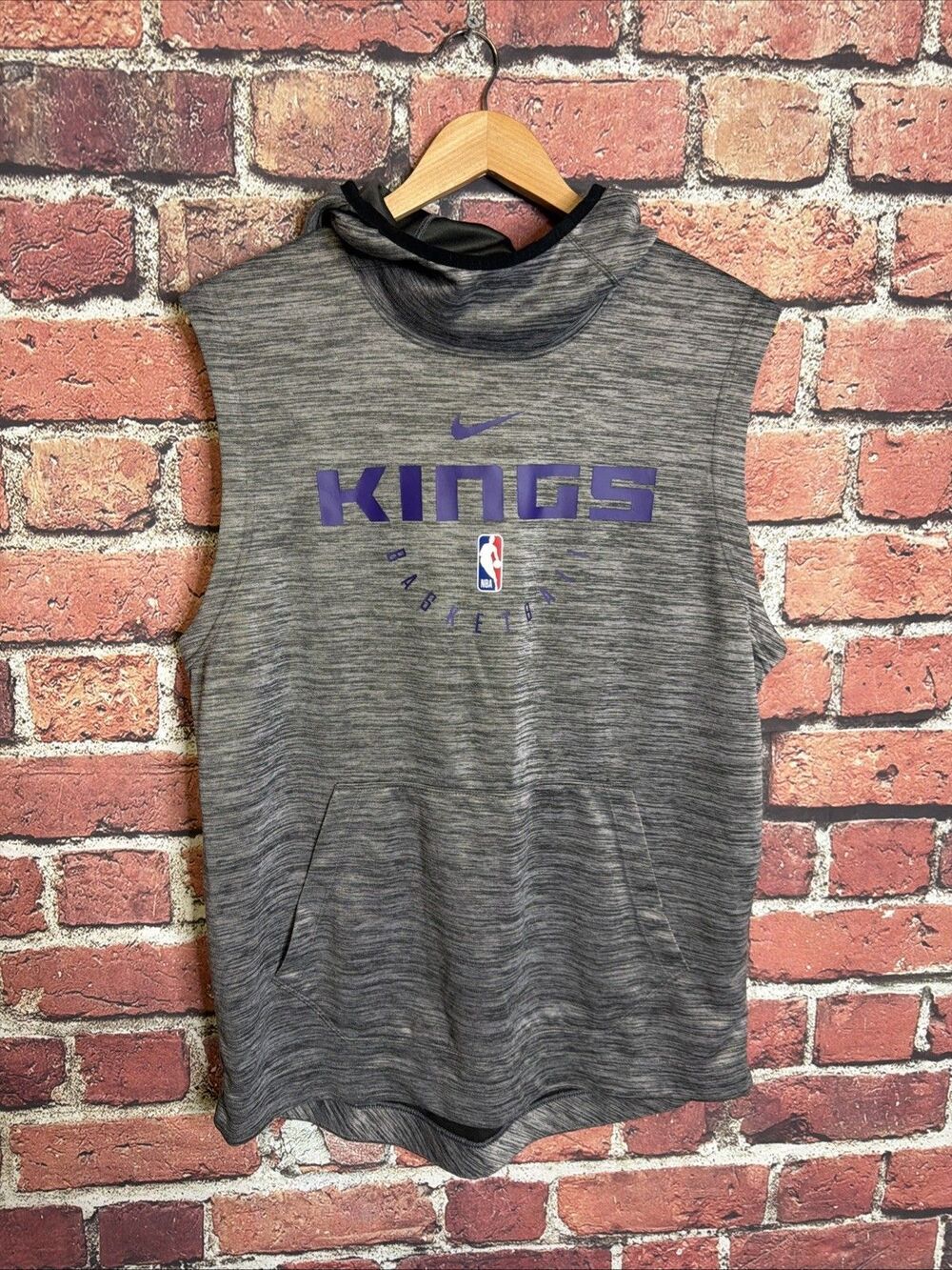 Nike Sacramento Kings NBA Basketball Sleeveless Hoodie Mens Large Grey Dri-FIT